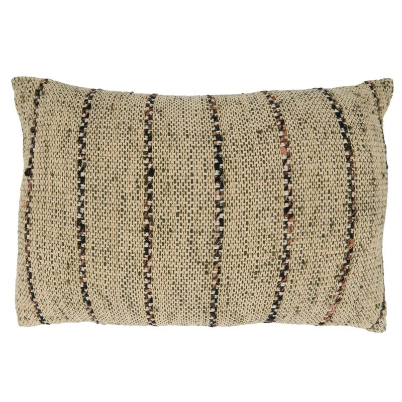 Saro Lifestyle Thin Stripe Design Down-Filled Throw Pillow, Natural, 16" x 24"