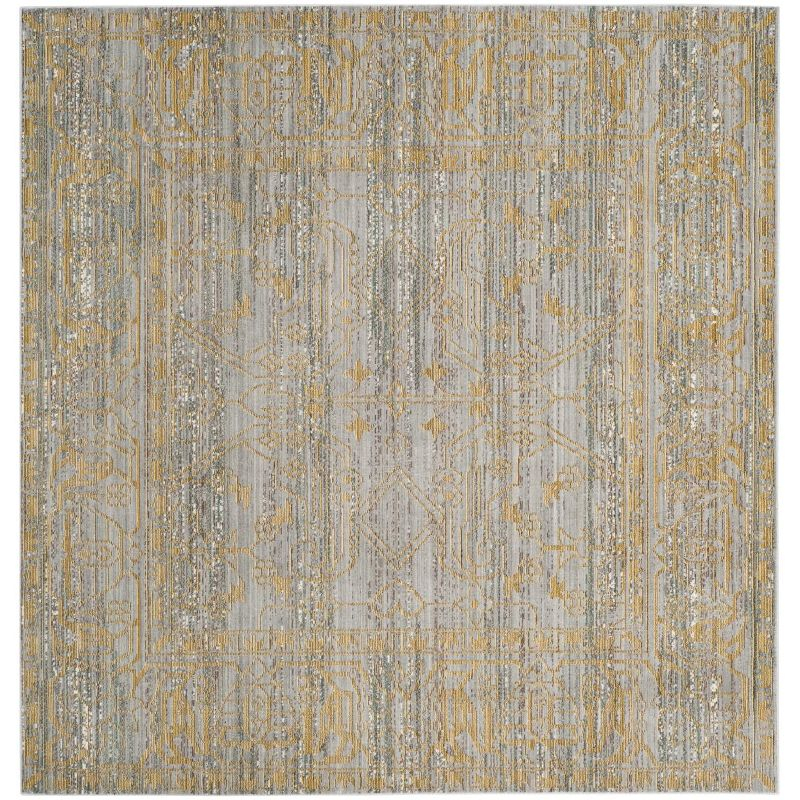 Valencia VAL104 Power Loomed Indoor Area Rug - Grey/Gold - 6'7"x6'7" - Safavieh