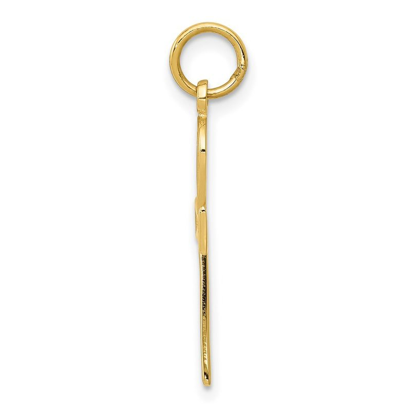 Black Bow Jewelry 14k Yellow Gold Textured Ankh Cross Pendant, 12 x 28mm