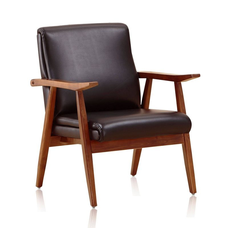 Set of 2 Archduke Faux Leather Accent Chairs Black - Manhattan Comfort: Beechwood Frame, No Assembly Required