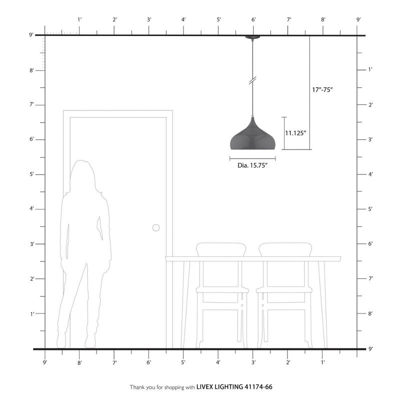 Livex Lighting Metal Shade 1 - Light Chandelier in  Brushed Aluminum