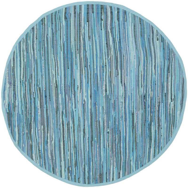 Rag Rug RAR121 Hand Woven Indoor Accent Rug - 4' Round - Blue/Multi - Safavieh