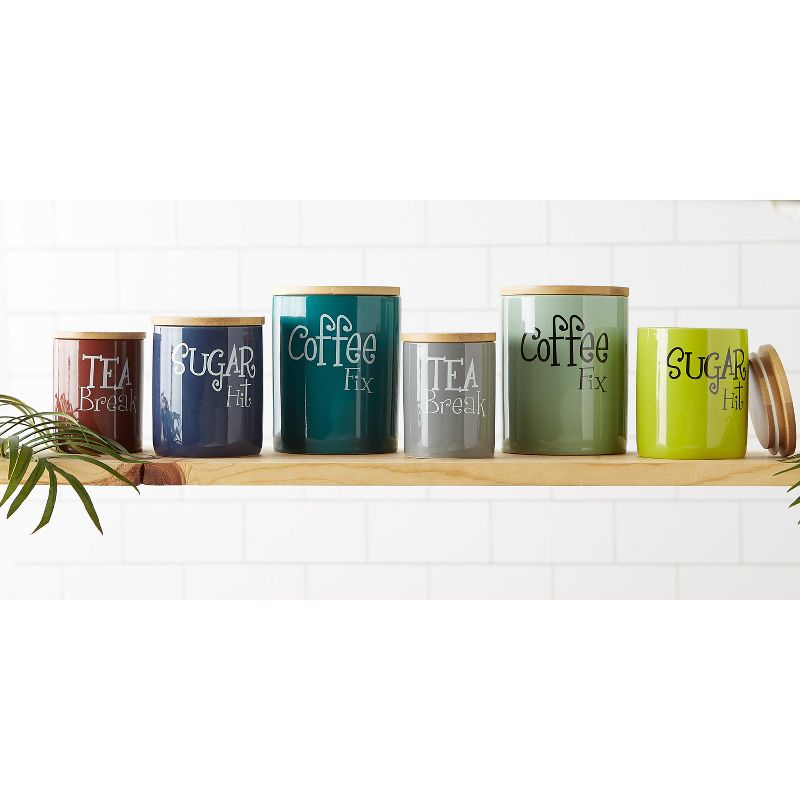 Design Imports Teal Coffee/Sugar/Tea Ceramic Canister Set/3