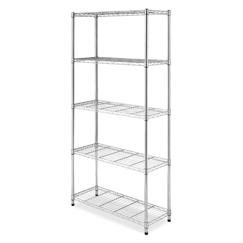 Whitmor Supreme 5 Tier Shelving Chrome Silver: Steel Wire Shelf, Metal Shelving Unit, 1750 lbs Capacity, 36" W x 14" D x 72" H