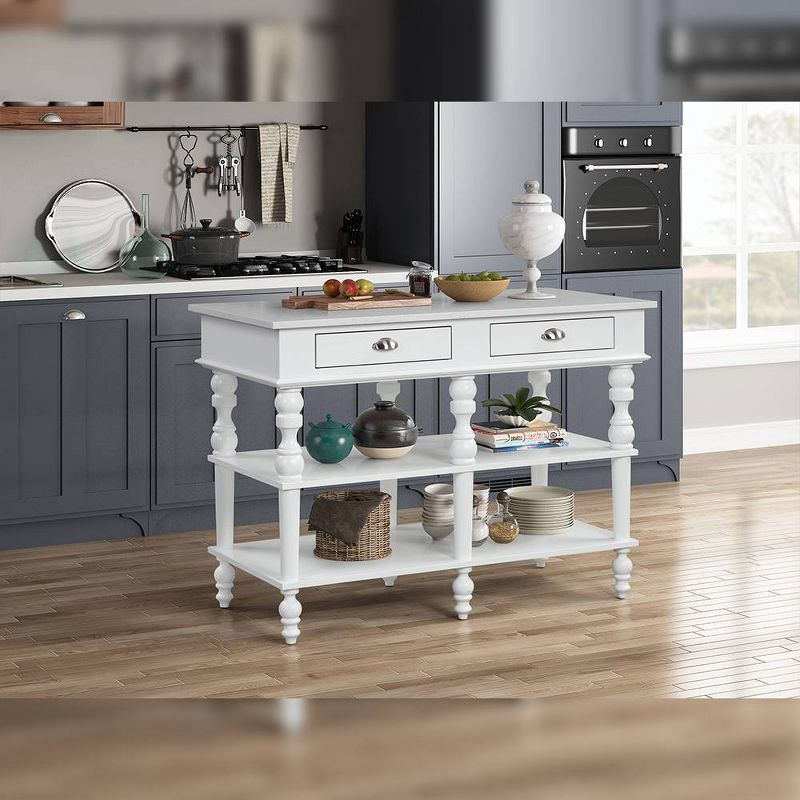 Acme Furniture Rorratt Kitchen Island Marble Top/White Finish