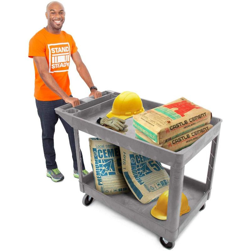 Stand Steady Tubstr 2 Shelf Utility Cart - Extra Large Size - Gray