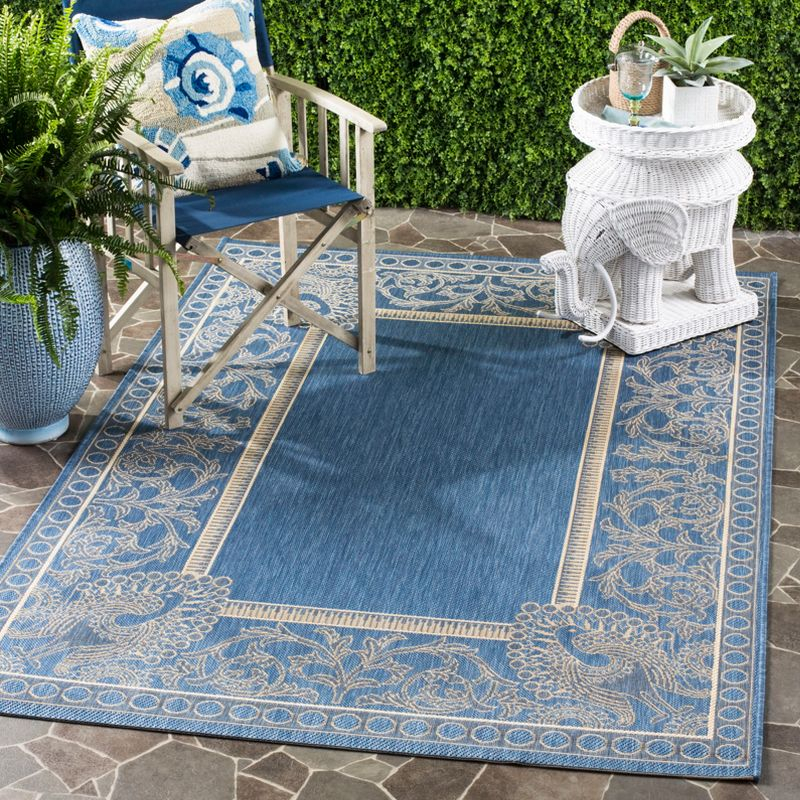 Courtyard CY2965 Power Loomed Indoor/Outdoor Area Rug - Blue/Natural - 7'1x7'1 - Safavieh.