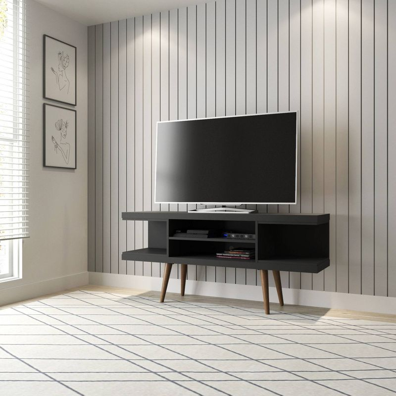 Utopia Splayed Wooden Legs and 4 Shelves TV Stand for TVs up to 50" - Manhattan Comfort