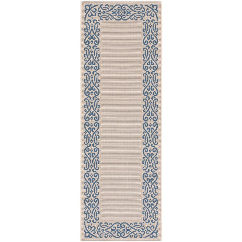 Courtyard CY1588 Power Loomed Indoor and Outdoor Runner Rug - Natural/Blue - 2'3"x10' - Safavieh