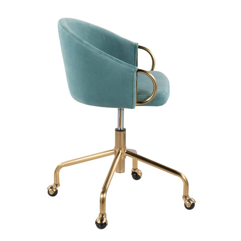Claire Task Chair: Swivel, Adjustable, Padded, Gold Frame - LumiSource
