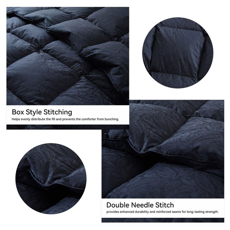 Peace Nest Medium Weight White Goose Down Duvet Comforter Insert, Twin, Paisley Black