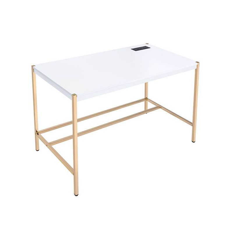 42" Midriaks Writing Desk White/Gold Finish - Acme Furniture