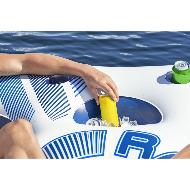 Hydro-Force Rapid Durable Rider Quad 4 Person River Tube with Built In Coolers, Cup Holders and Heavy Duty Handles, Multicolor
