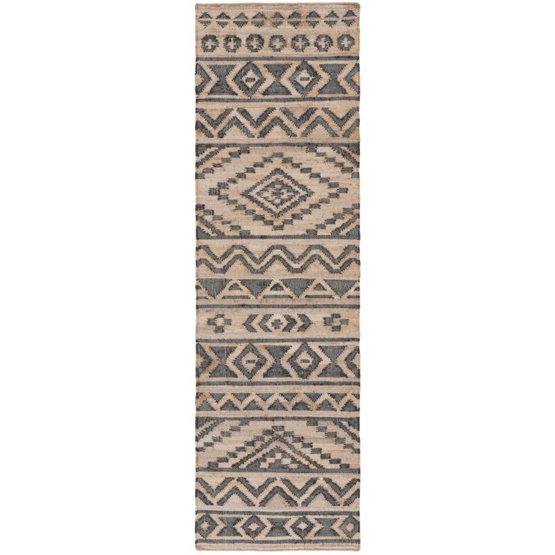Kilim KLM751 Hand Loomed Runner Rug - Natural/Charcoal - 2'3"x9' - Safavieh