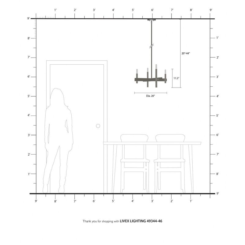 Livex Lighting Denmark 4 - Light Chandelier in  Black Chrome