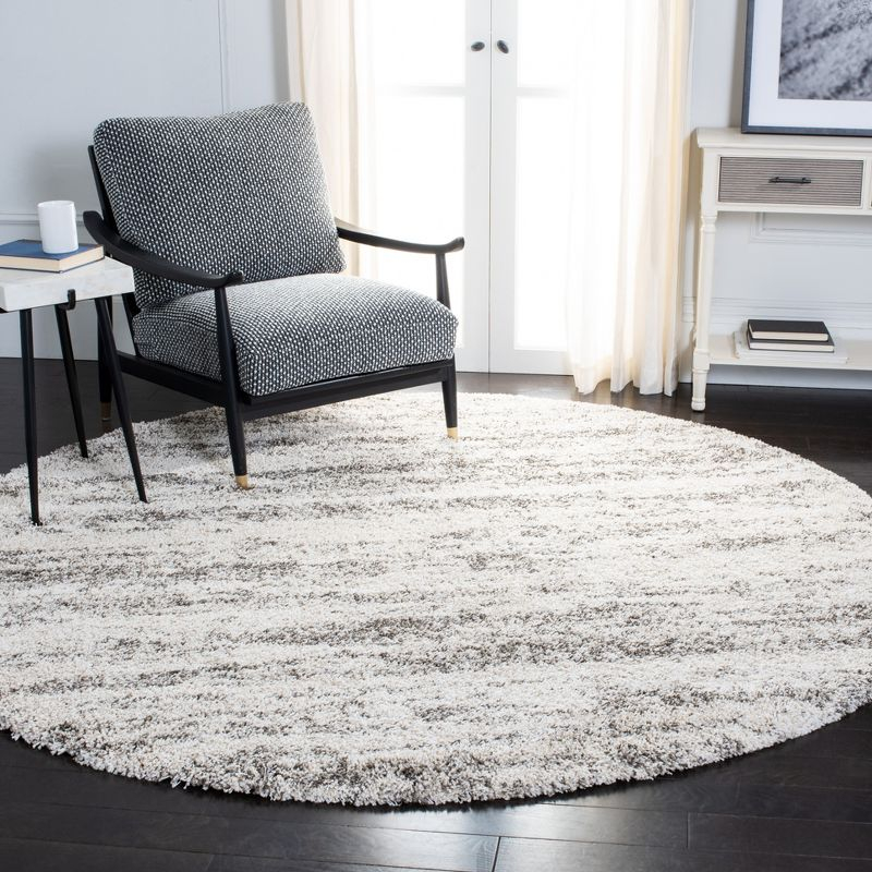 Hudson Shag SGH206 Power Loomed Area Rug - Ivory/Grey - 7' round - Safavieh.