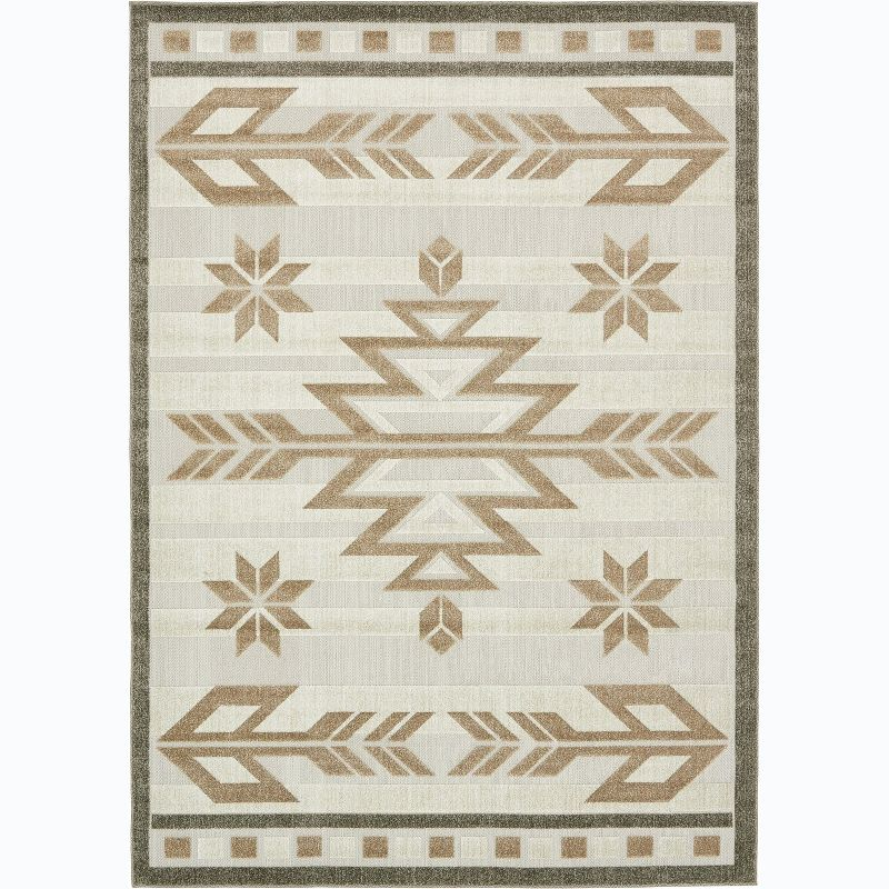 Unique Loom 7' 0 x 10' 0 Beige Outdoor Modern Albuquerque Area Rug