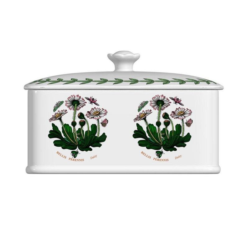 Portmeirion Botanic Garden 6" Butter Keeper with Knob Lid, Assorted Floral Motifs, Porcelain Butter Dish, Elegant Kitchen Storage Solution
