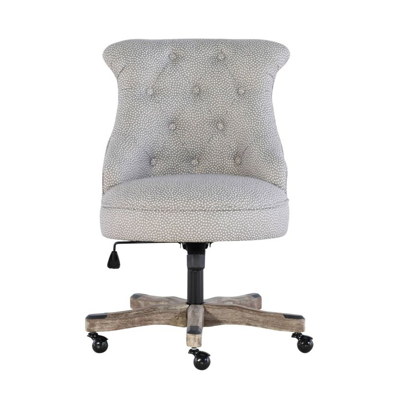 Sinclair Traditional Tufted Wood Base Swivel Office Chair Gray Wash Wood Base Light Gray - Linon