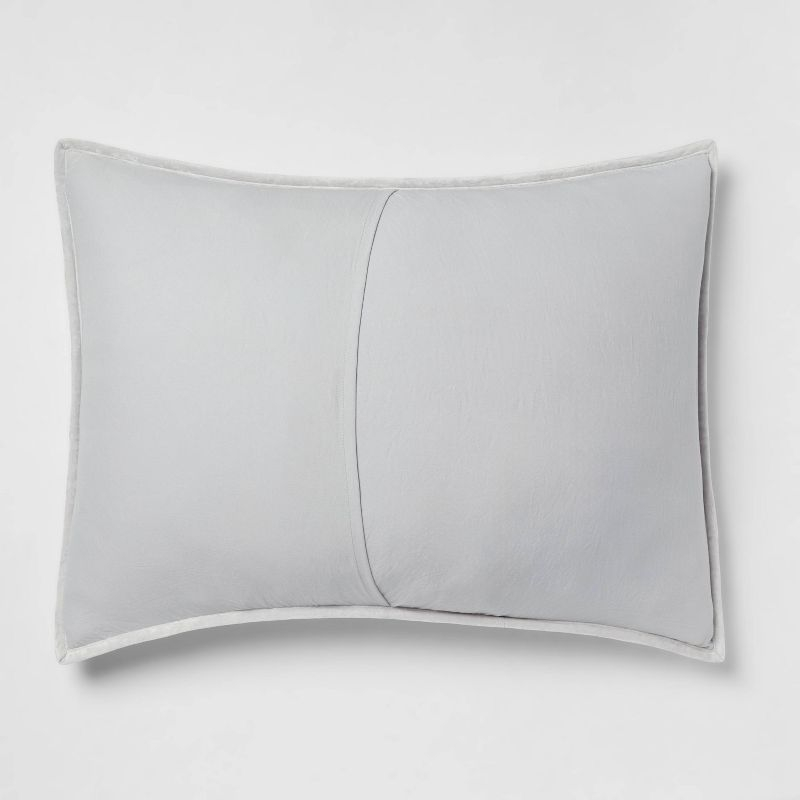 Standard Luxe Diamond Stitch Velvet Quilt Sham Light Gray - Threshold™: OEKO-TEX Certified, Polyester, Machine Washable