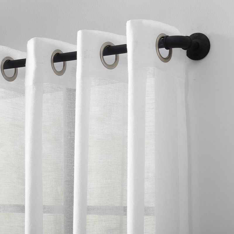 95"x52" Slub Textured Linen Blend Grommet Top Curtain White - Archaeo: Modern Light Filtering Panel