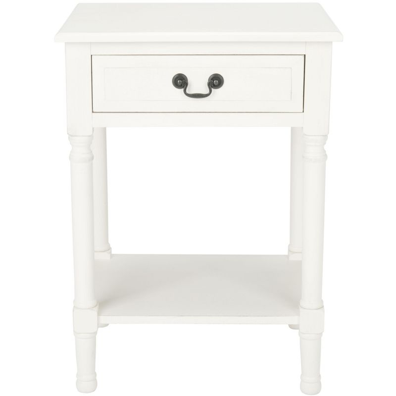 Whitney 1 Drawer Accent Table - Distressed White - Safavieh.