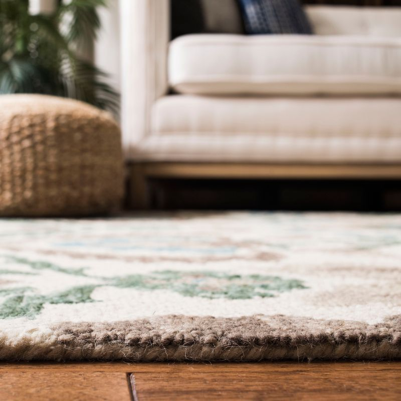 Suzani SZN207 Hand Hooked Area Rug - Ivory/Turquoise - 3'x5' - Safavieh.