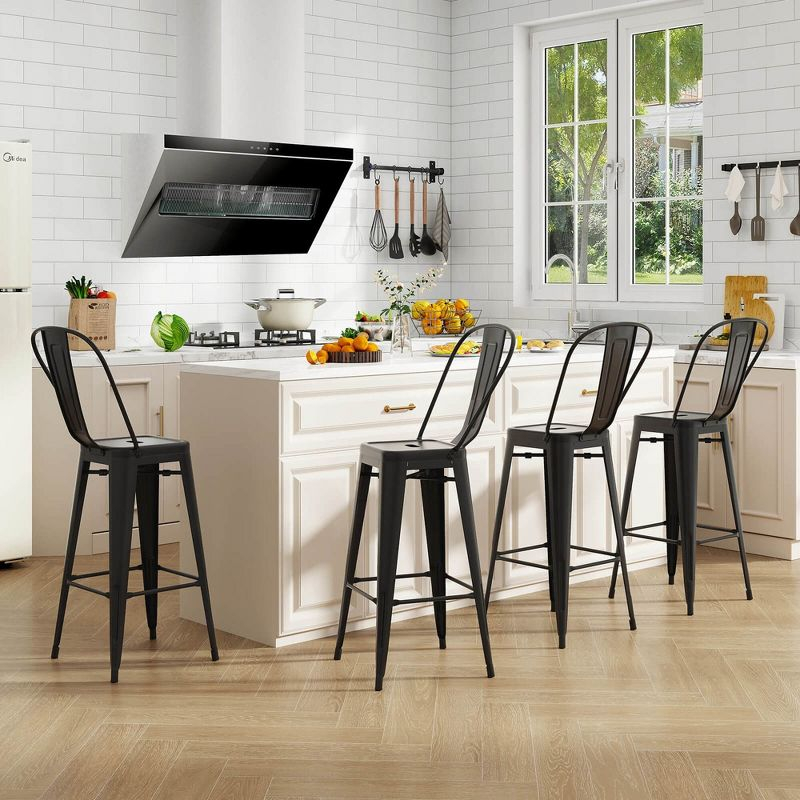 Costway 30" Bar Height Chairs with Footrest & Removable Backrest Rubber Feet for Kitchen