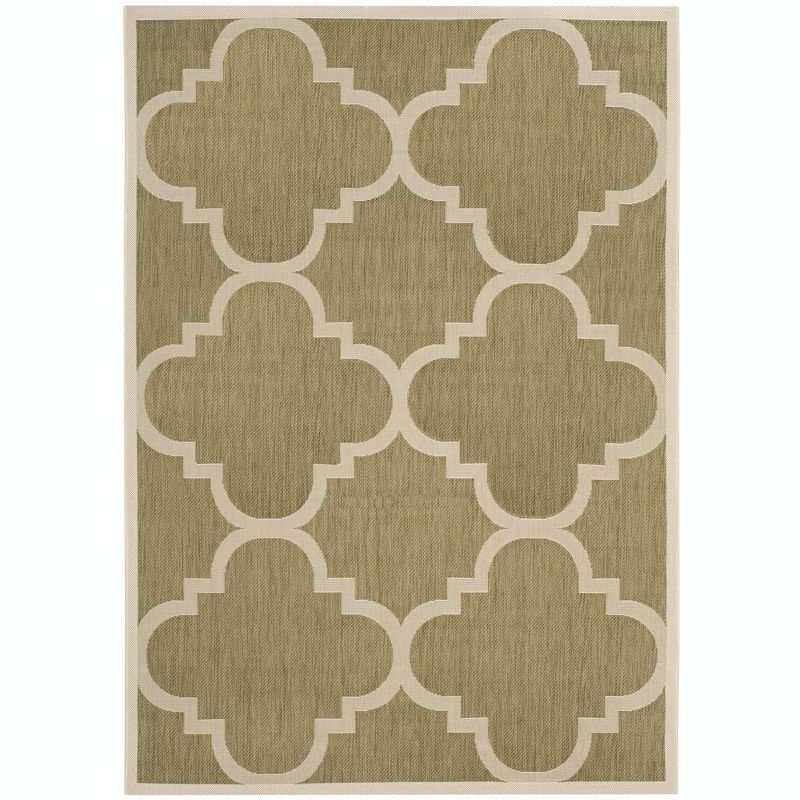 Courtyard CY6243 Power Loomed Indoor and Outdoor Area Rug - Green/Beige - 6'7"x9'6" - Safavieh