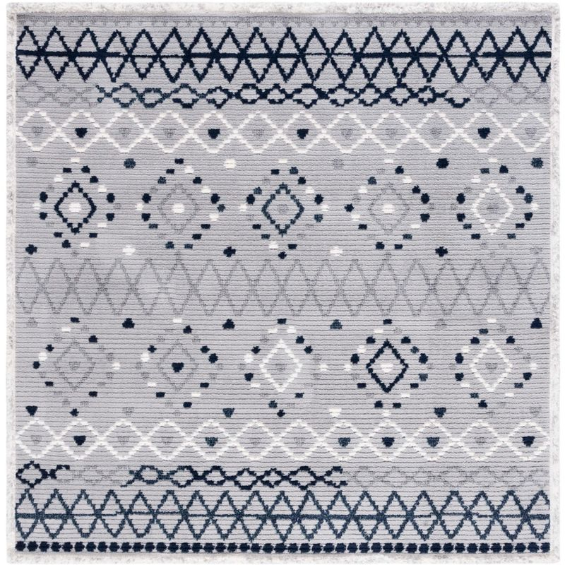 Marrakesh MRK612 Power Loomed Area Rug - Gray/Navy - 6'7"x6'7" - Safavieh.