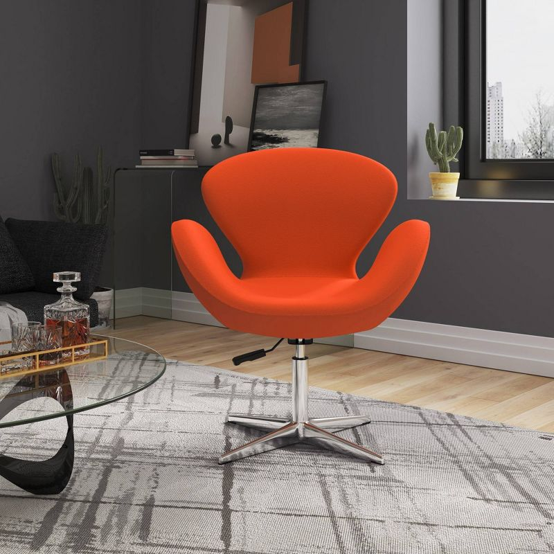 Set of 2 Raspberry Faux Leather Adjustable Swivel Chairs Orange - Manhattan Comfort: Retro Chic, Bedroom Suitable