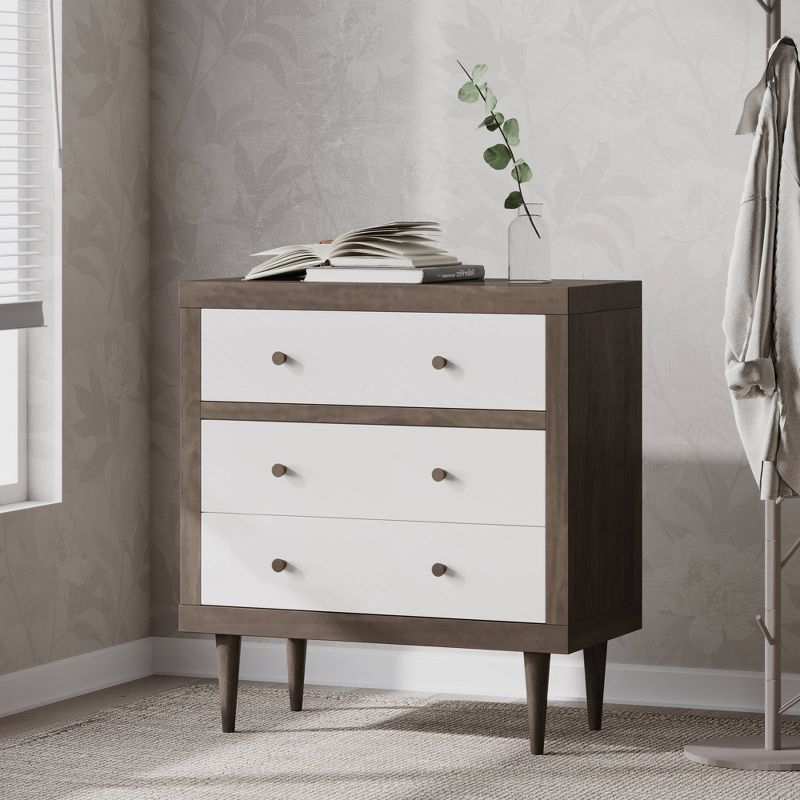 Christopher Knight Home Nystrom Mid-Century Modern 3 Drawer Chest Walnut/White