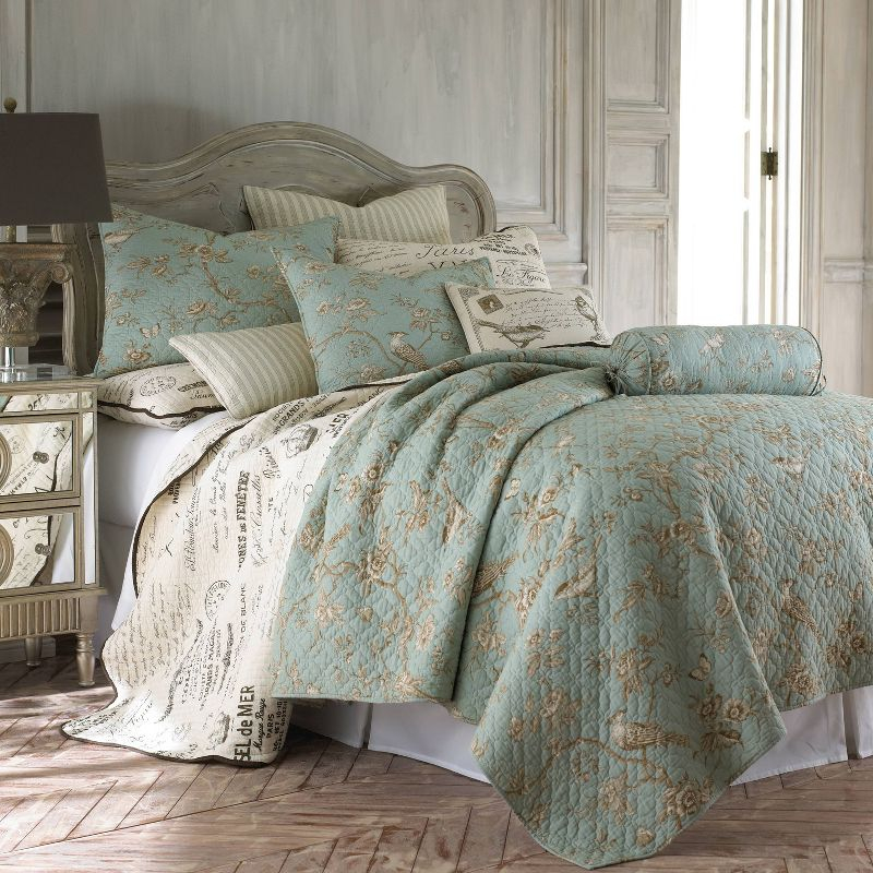 homthreads Luxemburg Quilt Set - Teal (Full/Queen): Cotton Material, Includes 2 Shams, Machine Washable
