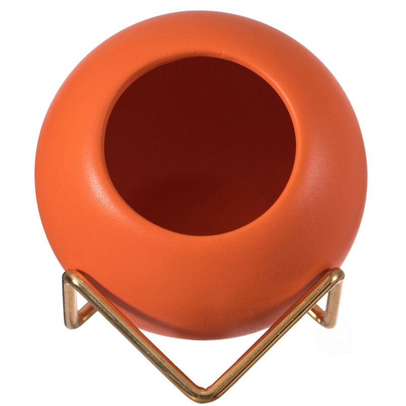 Fabulaxe Small Modern Ceramic Flower Vase for Living Room, Home Office Table, Dining Room and Entryway, Orange