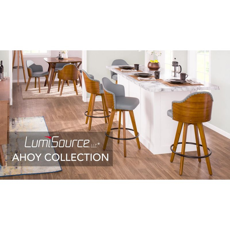 Ahoy Dining Chair Walnut/Cream/Brass - LumiSource: Faux Leather Upholstery, Mid-Century Modern Design, Nailhead Trim