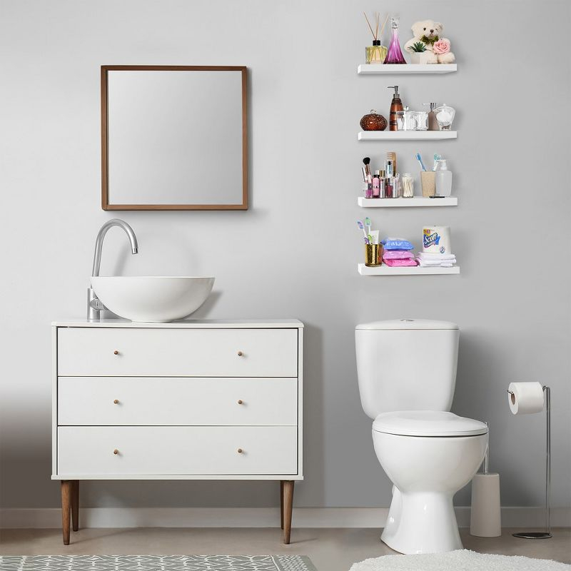 Sorbus 4 Pack Wall Mounted Floating Shelves - for storage and displaying showpieces, home decor items, and other prized possessions (White)