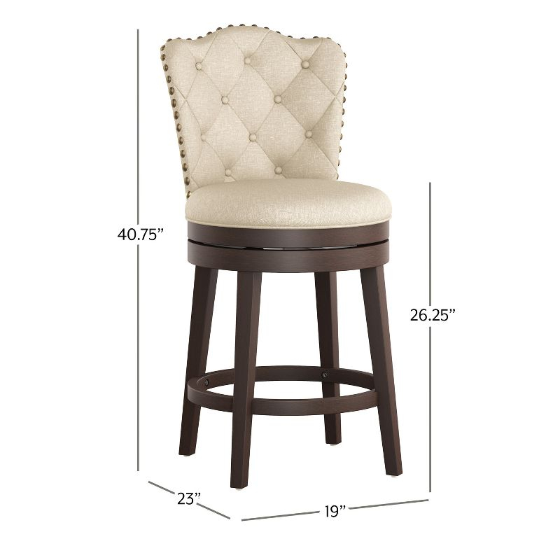 Hillsdale Furniture Edenwood Swivel Counter Height Barstool Cream: Matte Finish, Upholstered, Wood Legs