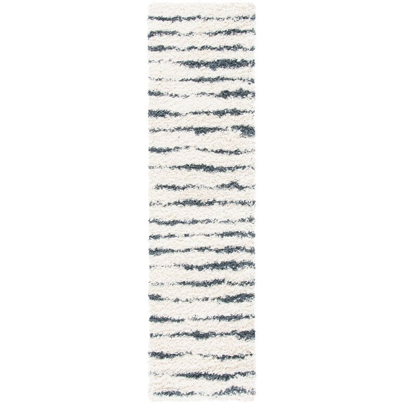 Venus Shag VNS603 Power Loomed Indoor Runner Rug - Ivory/Dark Grey - 2'2"x8' - Safavieh
