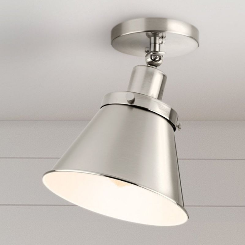 Progress Lighting, Hinton Collection, 1-Light, Semi-Flush Mount Ceiling Light, Brushed Nickel, Metal Shade