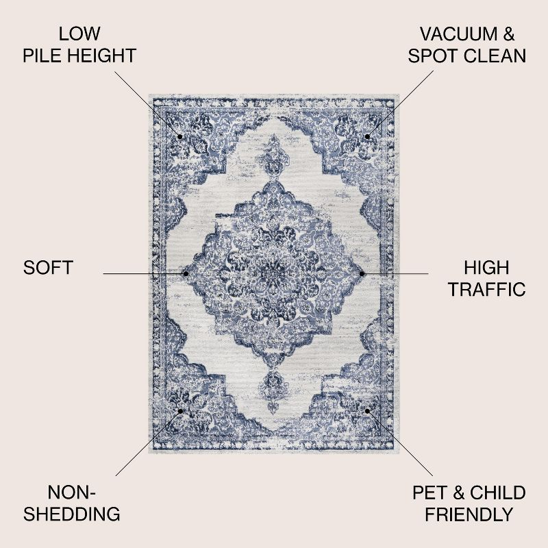 8'x10' Alhambra Ornate Medallion Modern Area Rug, Light Blue/Ivory - JONATHAN Y
