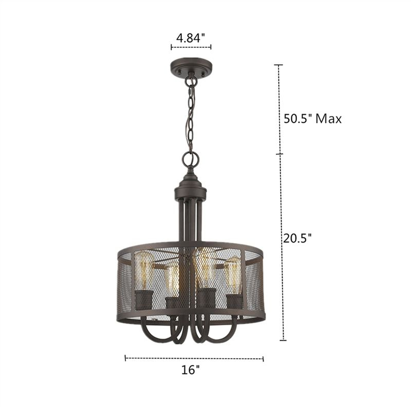 Chloe Lighting Ironclad Industrial-Style 4 Light Rubbed Bronze Ceiling Pendant 16" Wide
