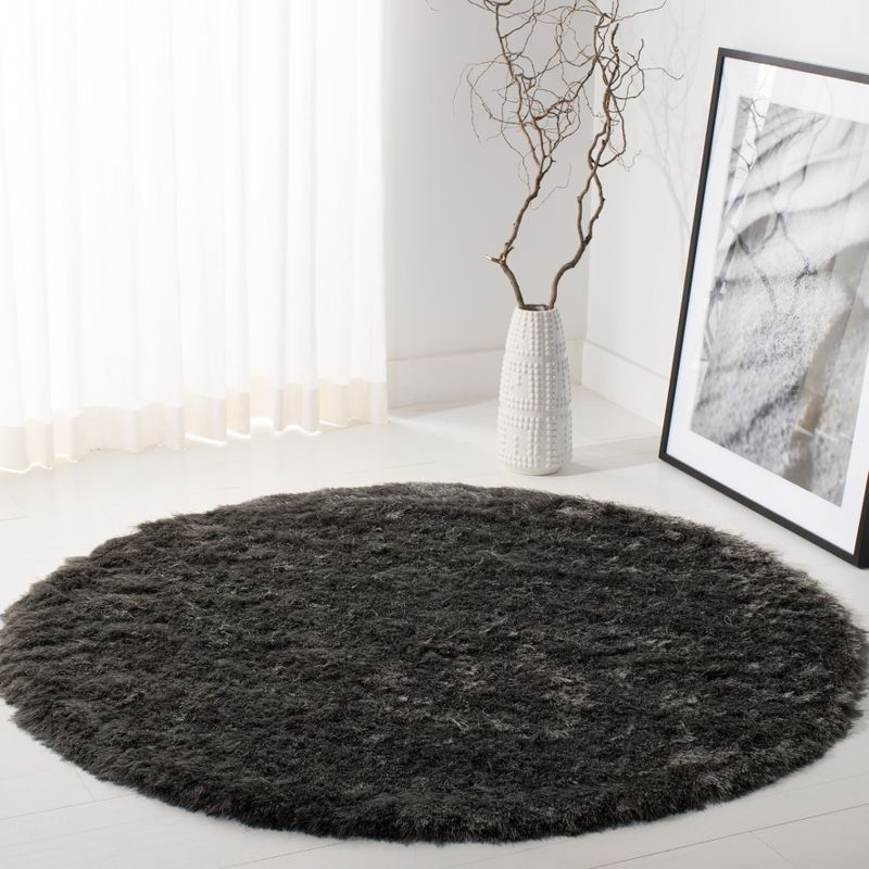 Shag SG511 Hand Tufted Area Rug - Titanium - 4' round - Safavieh.
