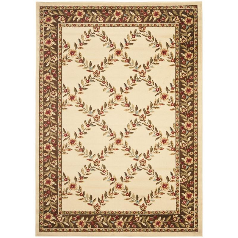 Lyndhurst LNH557 Power Loomed Area Rug - Ivory/Brown - 5'3"x7'6" - Safavieh
