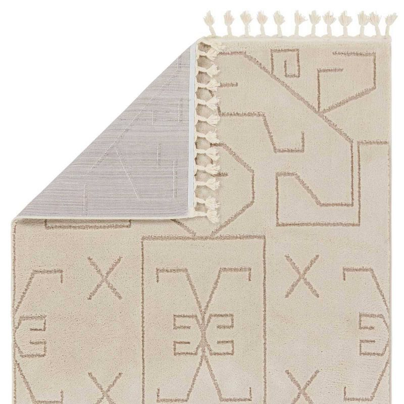 2'5"x10' Vibe by Cree Geometric Runner Rug Ivory/Beige - Jaipur Living: High Pile, Vintage Style, Indoor Use
