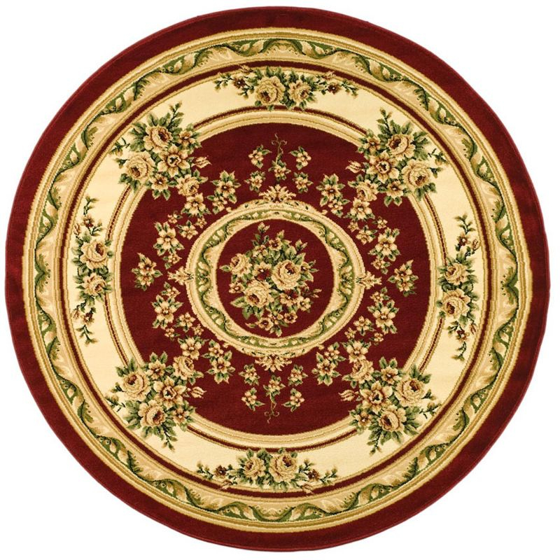 Lyndhurst LNH218 Power Loomed Area Rug - Red/Ivory - 8' Round - Safavieh