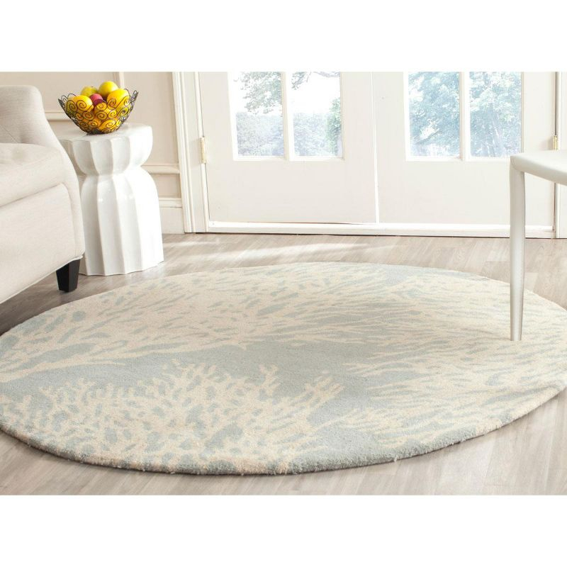 Bella BEL115 Hand Tufted Area Rug - Grey/Ivory - 5' Round - Safavieh.