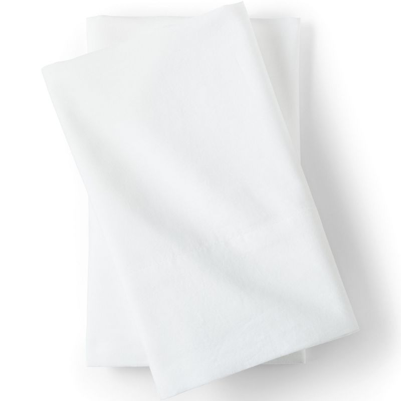 Lands' End Essential Garment Washed Cotton Bed Pillowcases - King - White
