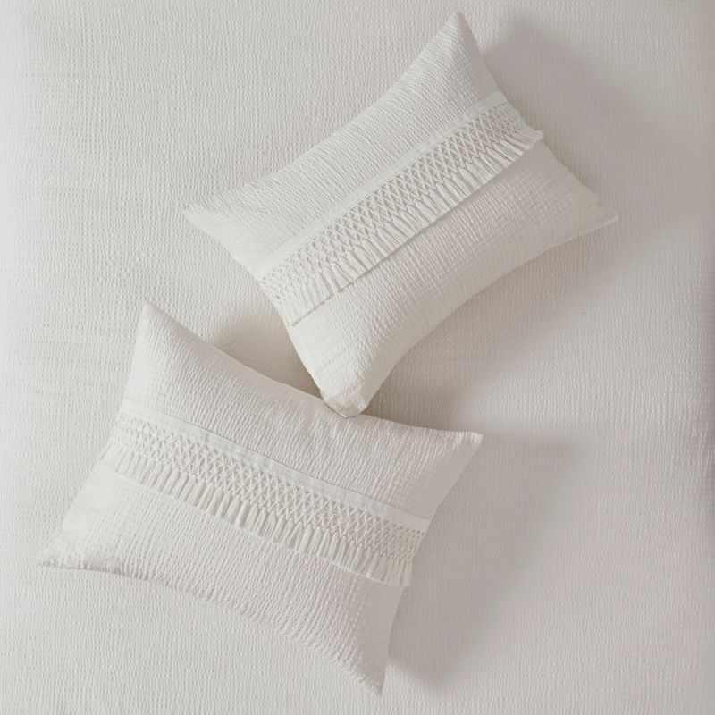 Madison Park Roselle King/California King 3pc Cotton Seersucker Duvet Cover Set Ivory: Lightweight Fabric, OEKO-TEX Certified