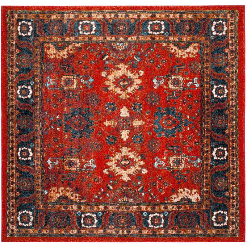 Vintage Hamadan VTH214 Power Loomed Indoor Area Rug - Orange/Blue - 6'7"x6'7" - Safavieh