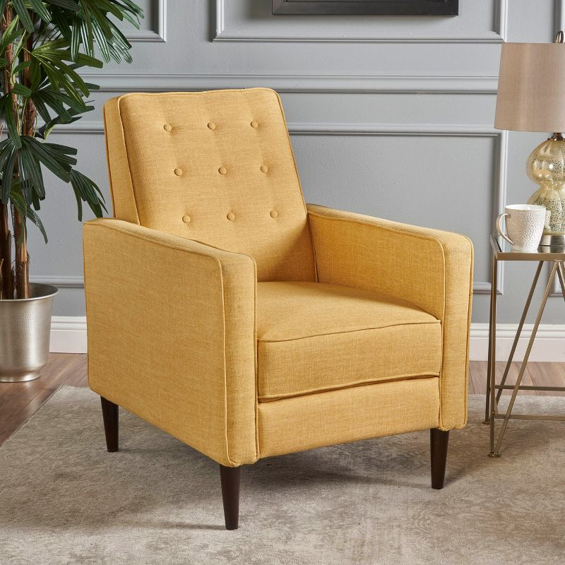 Mervynn Mid-Century Recliner - Muted Yellow - Christopher Knight Home: Beech Wood Legs, Tufted Back